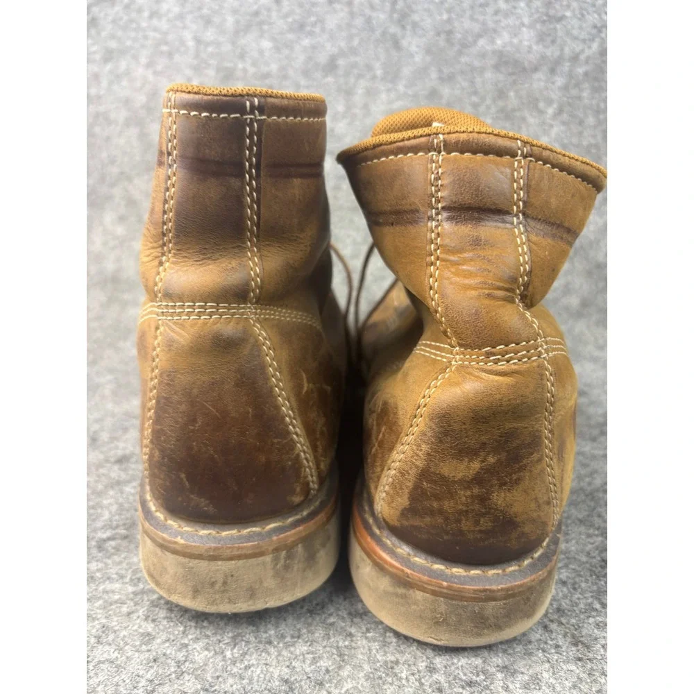 Carhartt Moc Toe Work Boots Mens 10 Brown Waterproof Leather Wedge Sole FW6025-M